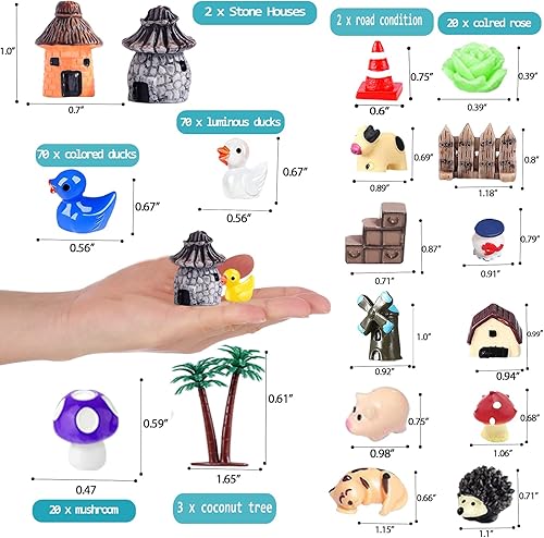 Miniatura 6 de 200 Piezas Accesorios de Jardín de Hadas, Mini Patos de Resina, Kit de Jardín de Hadas, Figuras en Miniatura, Kit de Adornos de Micro Paisaje
