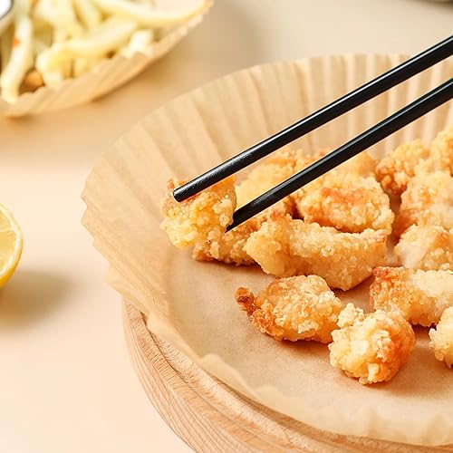 Miniatura 7 de QUANSHANGJU Papel para freidora de aire, 100 piezas de papel pergamino antiadherente, forro desechable para hornear asar microondas (8 pulgadas,