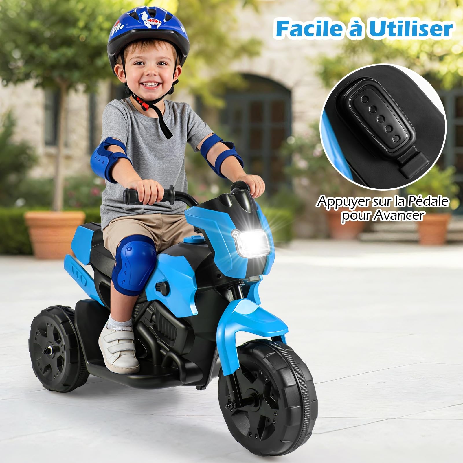 6V Moto Électrique Enfants avec Phare LED Véhicule Électrique Enfants
