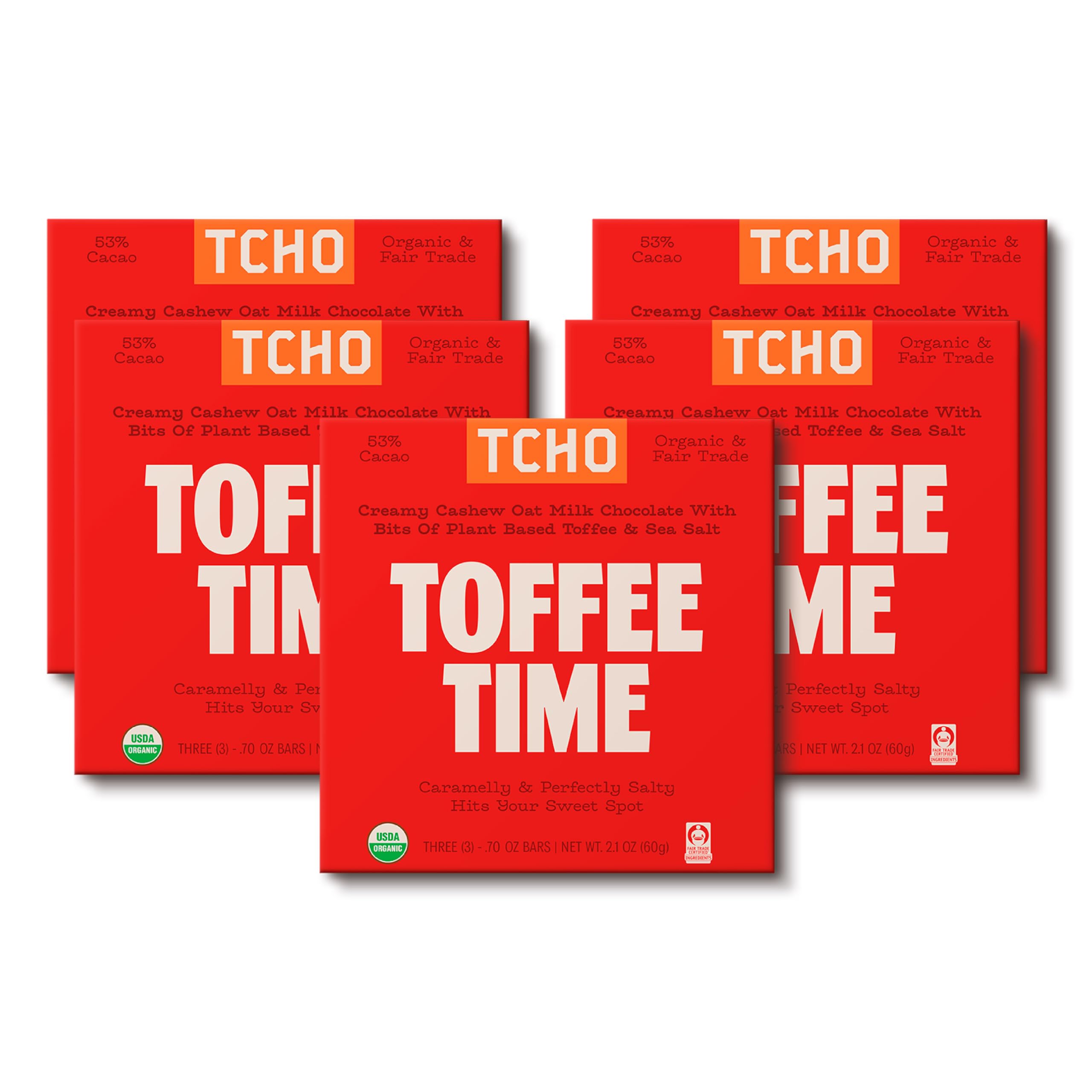 Amazon.com : TCHO Toffee Time 53% Oat-Milk Chocolate Bars (5 pack