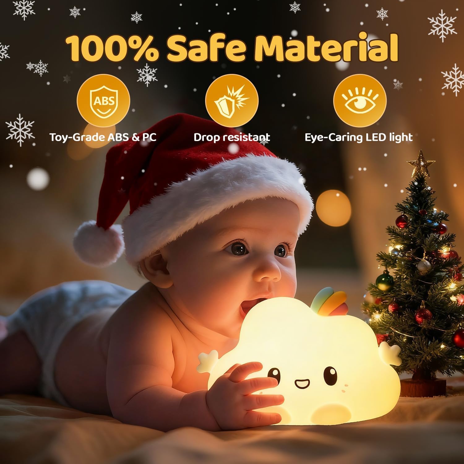 GYAN ECOM GADGETS Little Cloud Silicone Night Light for Kids – Soft Cute Cloud Lamp, USB Rechargeable, Dimmable LED Nursery Light for Baby Room & Bedroom Decor 4