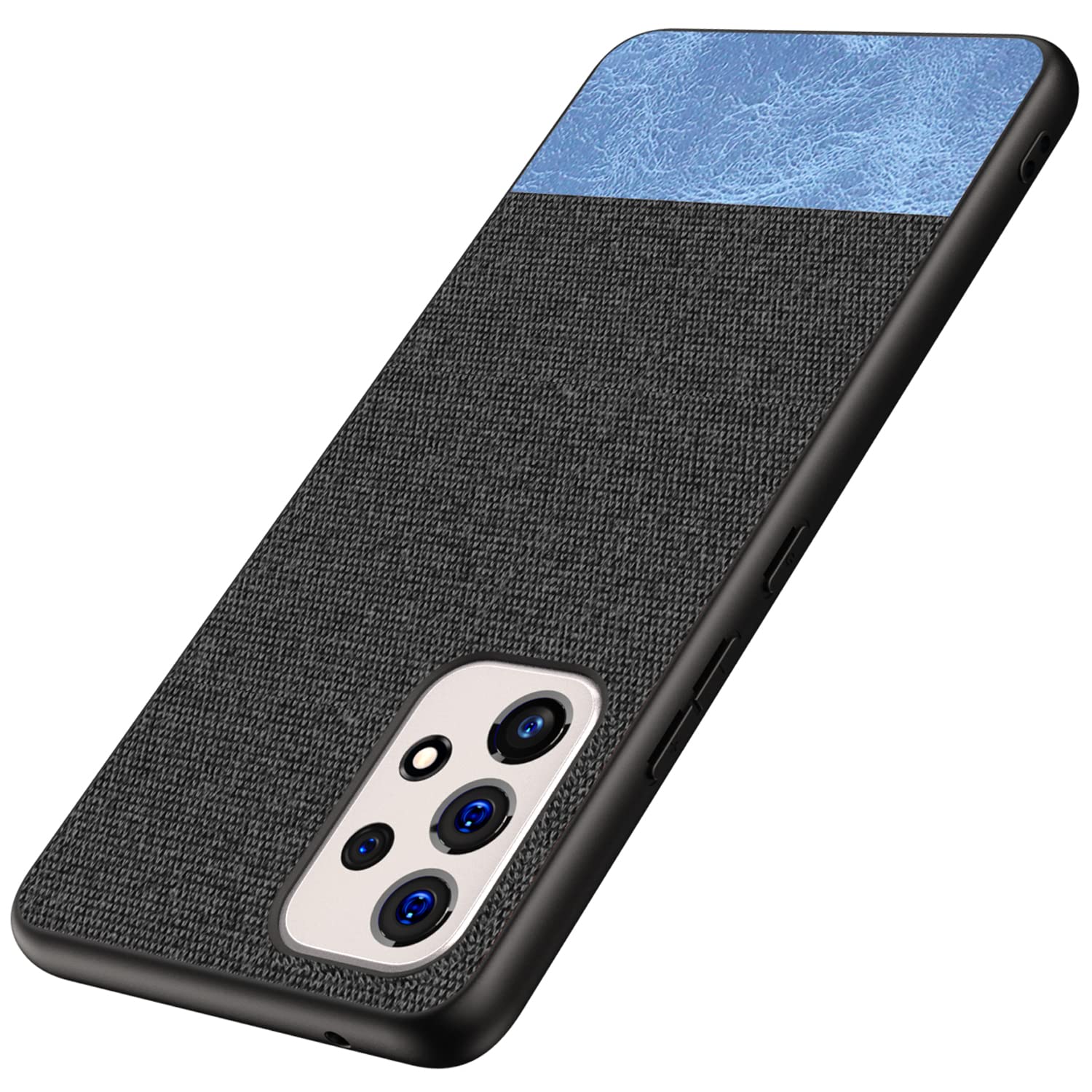 Kapa Soft Fabric & Leather Hybrid for Samsung Galaxy A73 Back Cover, Shockproof Protection Slim Hard Back Case (Black,Blue) (B09RH2Z585) Amazon Price History, Amazon Price Tracker