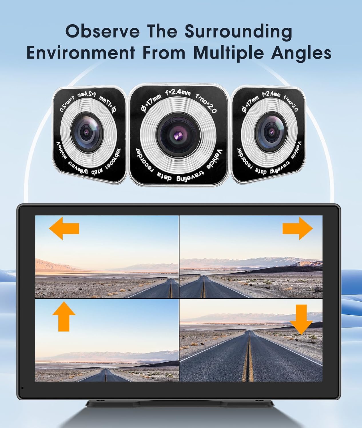 9-Inch CarPlay Screen for Car, Portable Car Stereo with Dual Dash Cam, Bluetooth, CarPlay, Backup Camera, Touchscreen, Android Auto & Wide Angle Lens