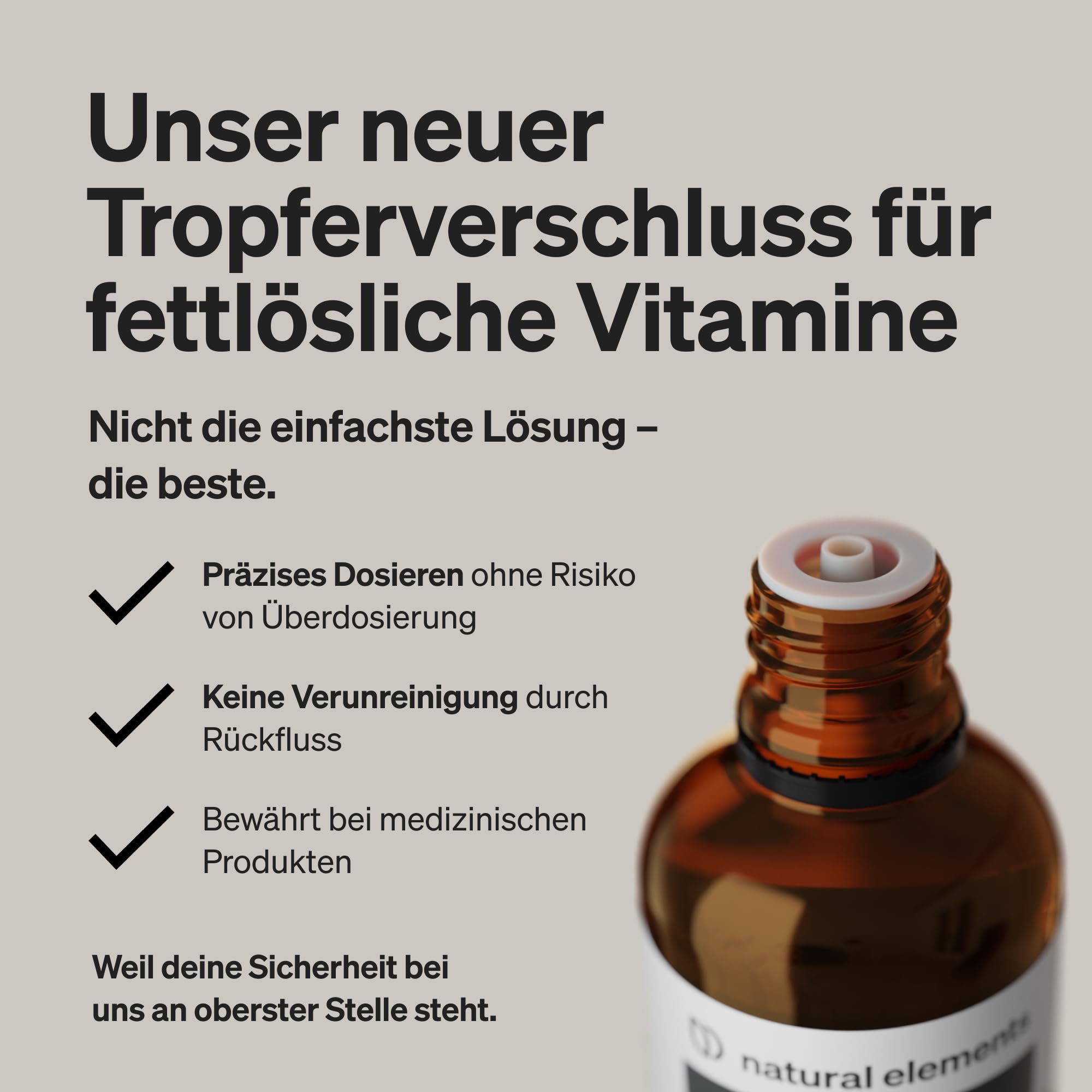 natural elements Vitamin K2 MK-7 200µg – 50 ml – all-Trans Gehalt >99,7% – laborgeprüft, vegan, hochdosiert & in Deutschland produziert