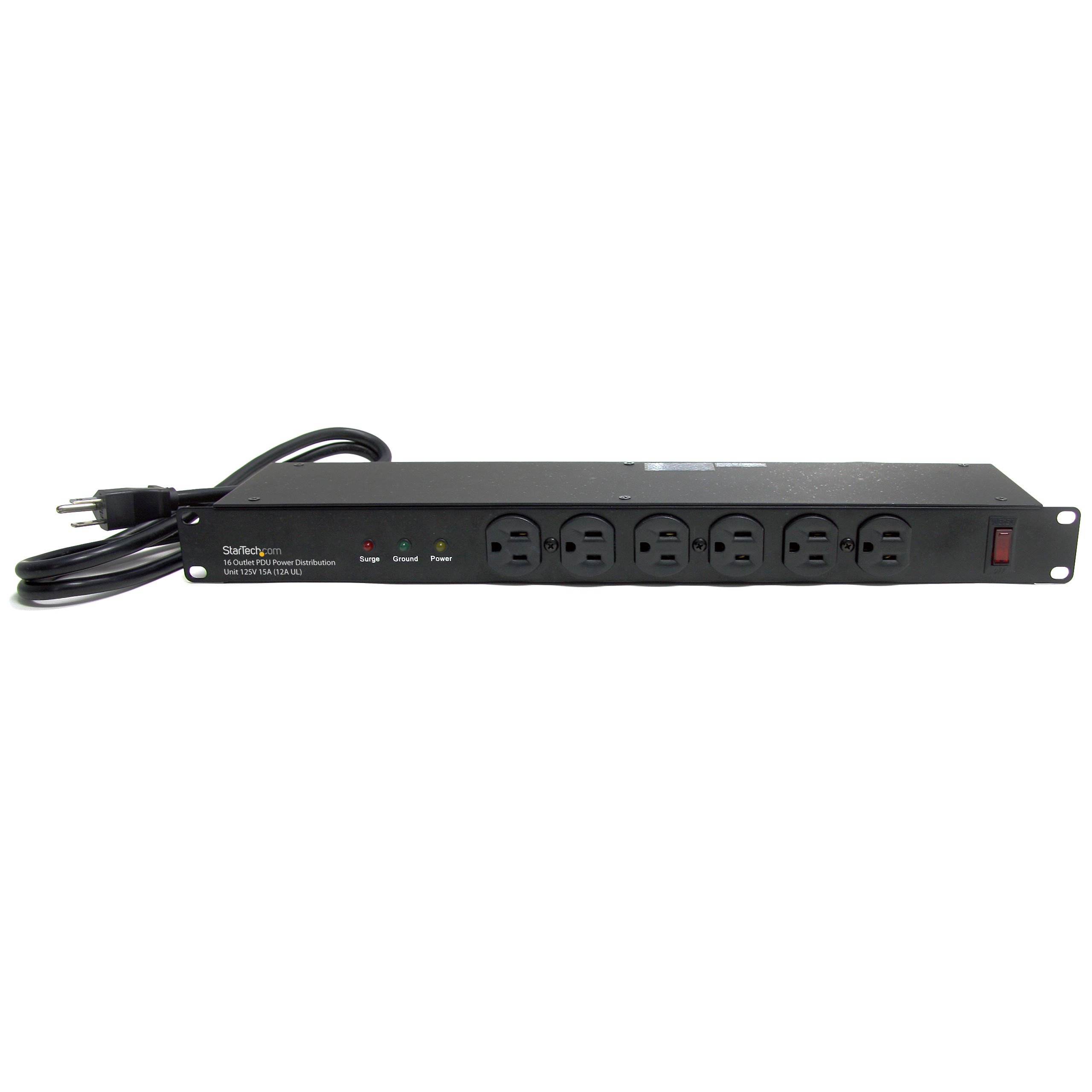 StarTech.com 19-Inch 1U Rackmount 16 Outlet PDU Power Distribution Unit 125V 15A (12A UL) RKPW161915 (Black)
