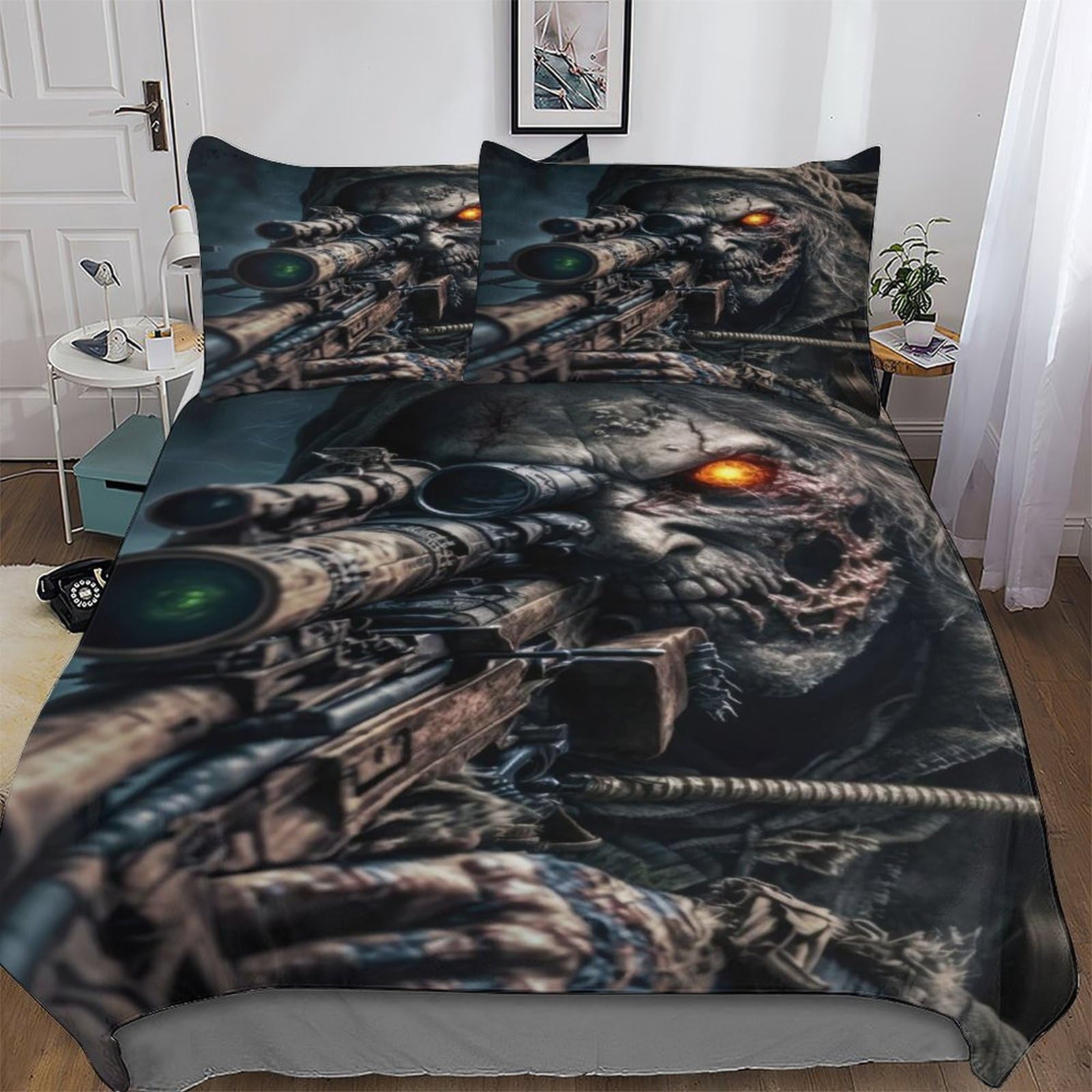 Dead Army Zombie Soldier Bedding Set Duvet Cover Set Comforter Cover 2 Pieces For Kids Teens Microfiber Soft Poly Quilt Cover Single(135x200cm)