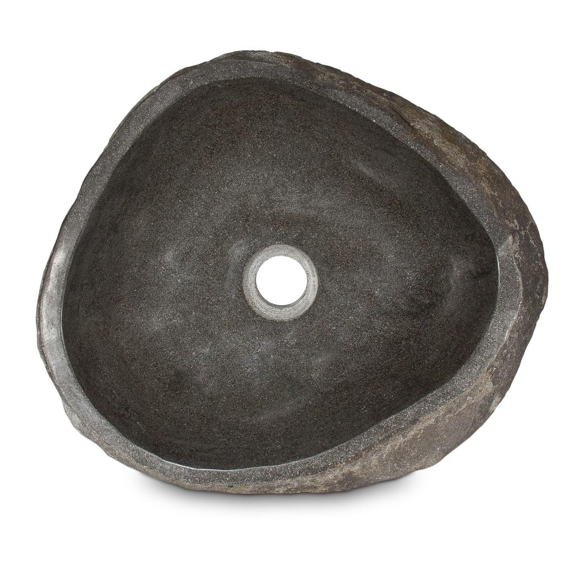Top Serie Flussstein Handwaschbecken Naturstein Waschschale Stein Findling Natur Grau ca.40-45 cm