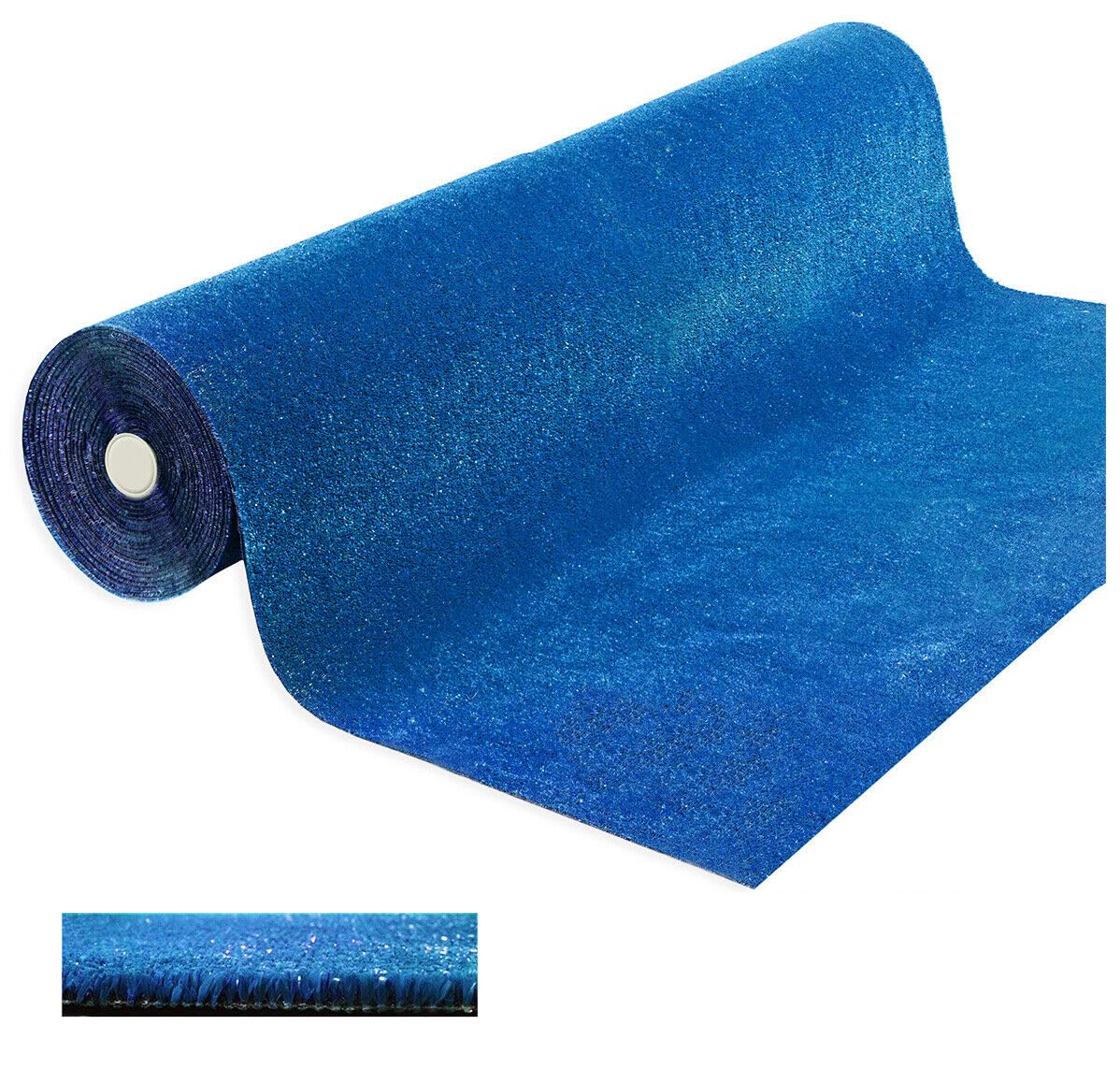 emmevi Erba Sintetica Blu 7mm Decorativa Casa Negozio Giardino Tappeto Prato Sintetico Manto Erboso 1x25 Mt