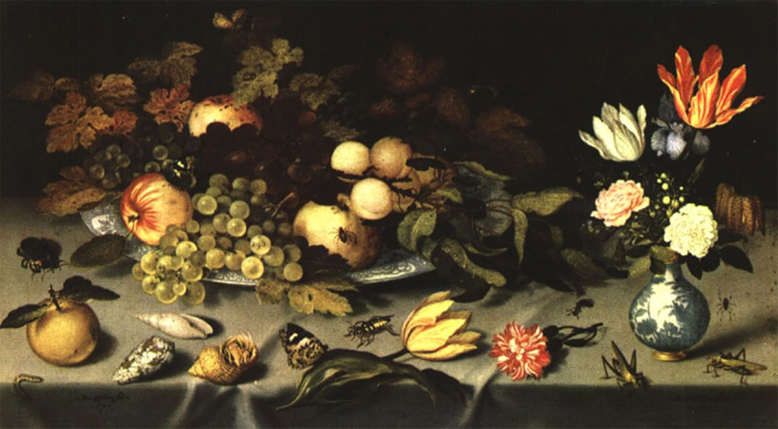 RZHRHJES Vintage Picture Wall Picture Painting Print Poster Flowers and Fruit by Balthasar Van Der Ast Abstract Wall Art Painting for Office Decor 60x90cm