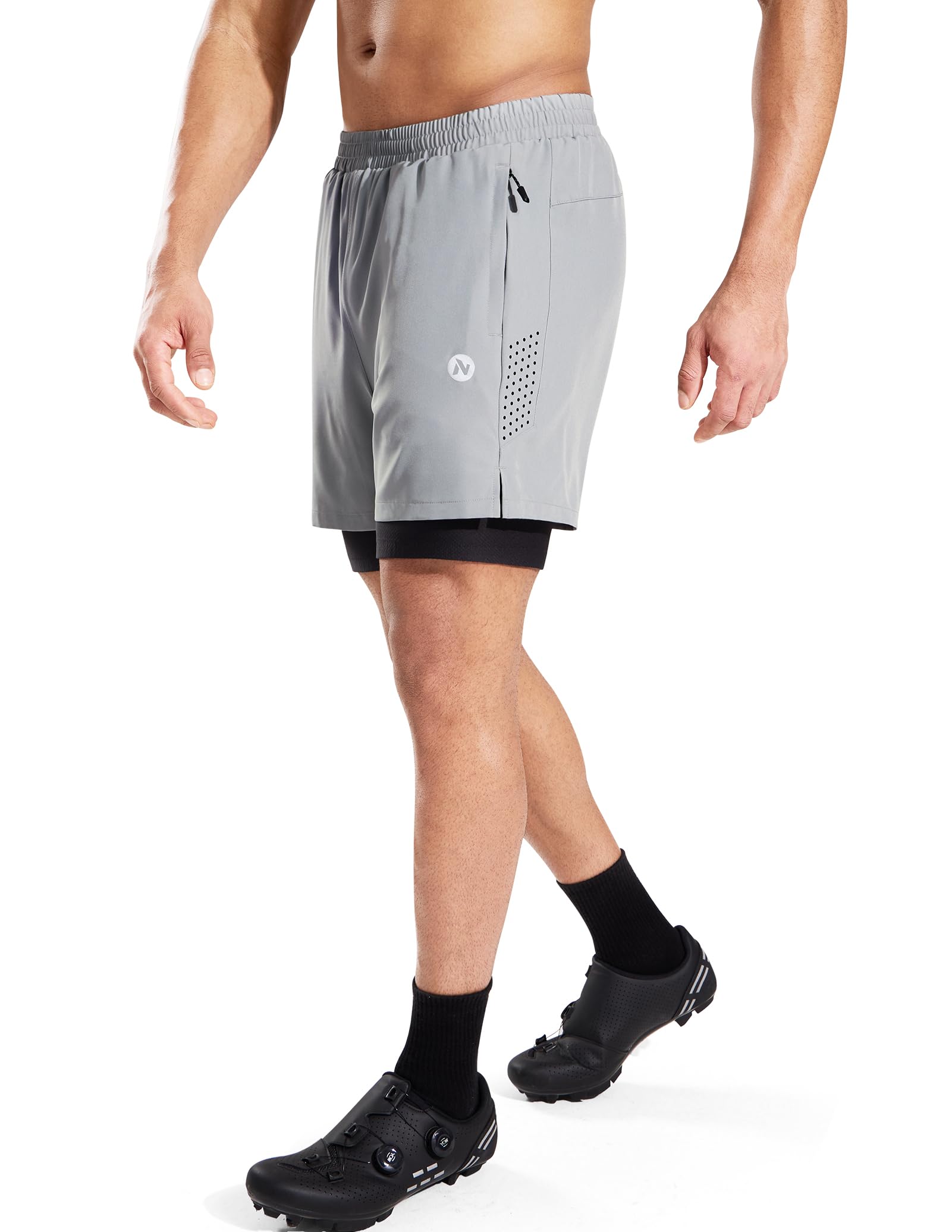 Nepest Mountainbike Hose Herren Kurz MTB Shorts Gepolstert 4D Fahrradhose Locker Tasche Atmungsaktiv Schnelltrocknend