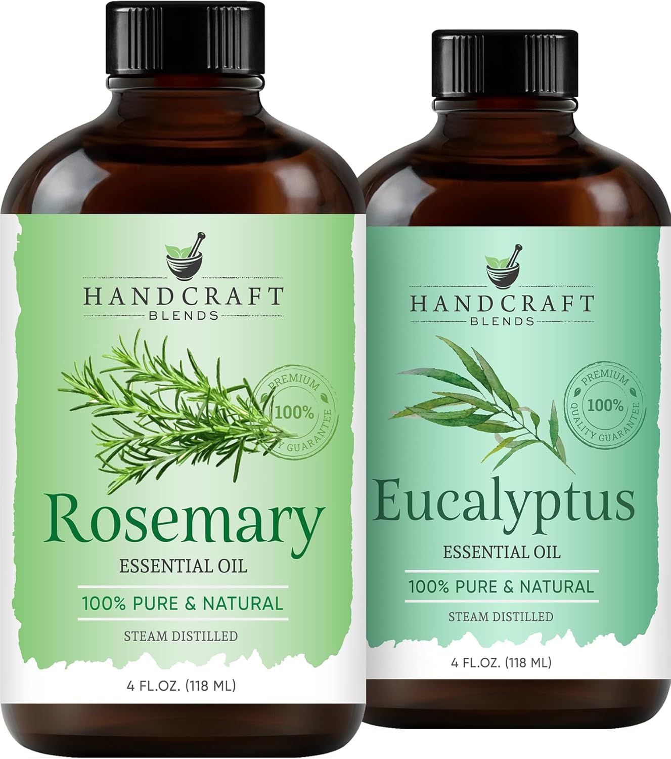Handcraft Blends Herbal Clarity Set: Eucalyptus and Rosemary Essential Oils – (2 x 4 Fl Oz) – 100% Pure & Natural – for Diffuser, Aromatherapy, and DIY Projects