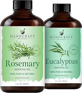 Handcraft Blends Herbal Clarity Set: Eucalyptus and Rosemary Essential Oils – (2 x 4 Fl Oz) – 100% Pure & Natural – for Diffuser, Aromatherapy, and DIY Projects