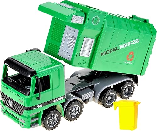 Miniatura 1 de PowerTRC Juguete de camión de basura Push & Go de 15 pulgadas  Juguete realista de camión recolector de basura alimentado por fricción para niños a