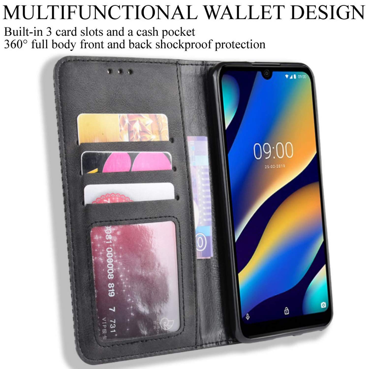 Custodia Cover compatibile con TCL 20R 5G,Custodia Flip in pelle con slot per carte,design a portafoglio,chiusura magnetica,kick stand,custodia in pelle per TCL 20R 5G