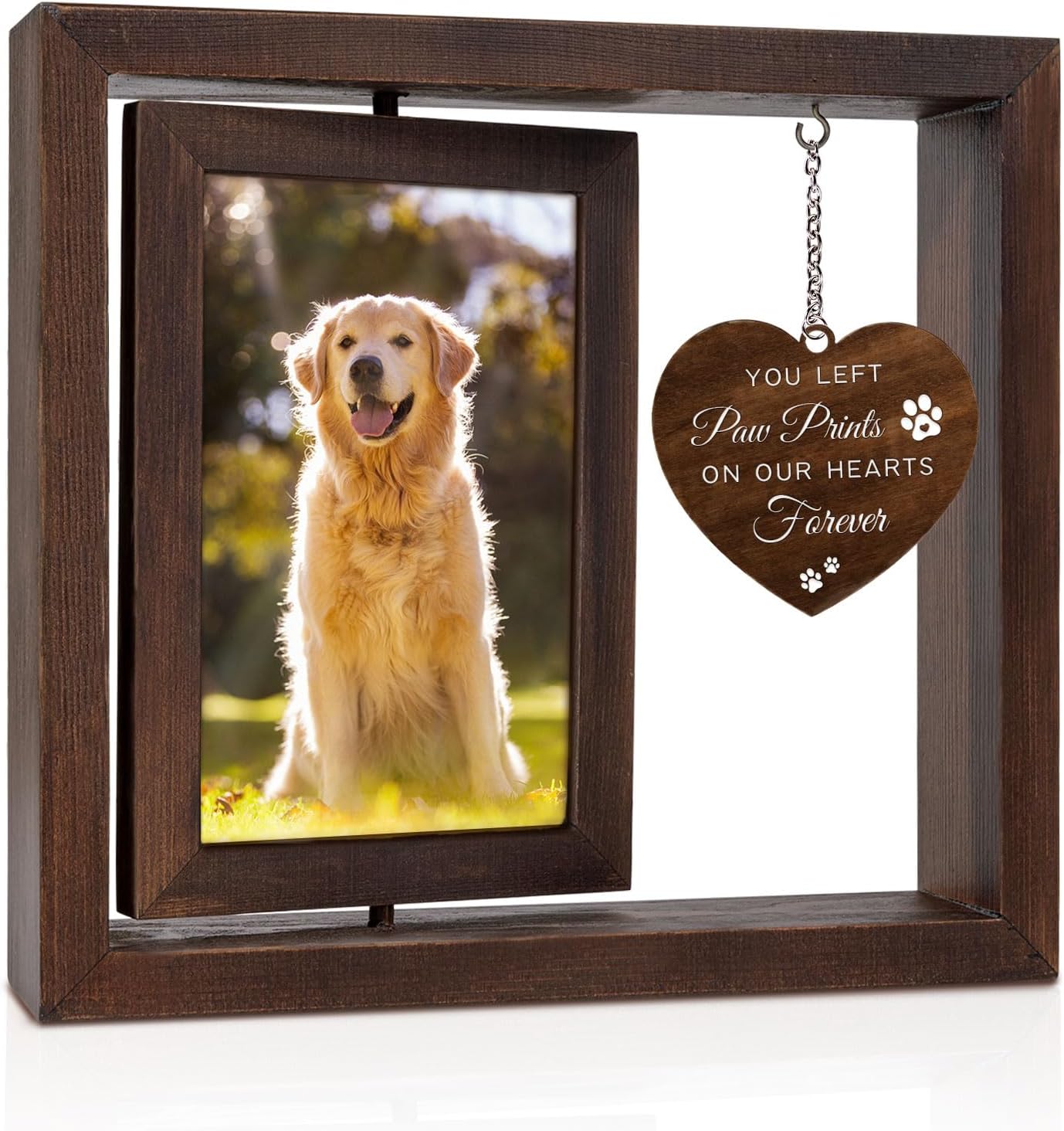 Jigfoxy Dog Memorial Gifts for Loss of Dog - Rotating Wooden Picture Frame for 4x6 Photo - Pet Memorial Gifts for Dog Cat - Dog Loss Sympathy Bereavement Remembrance Gift