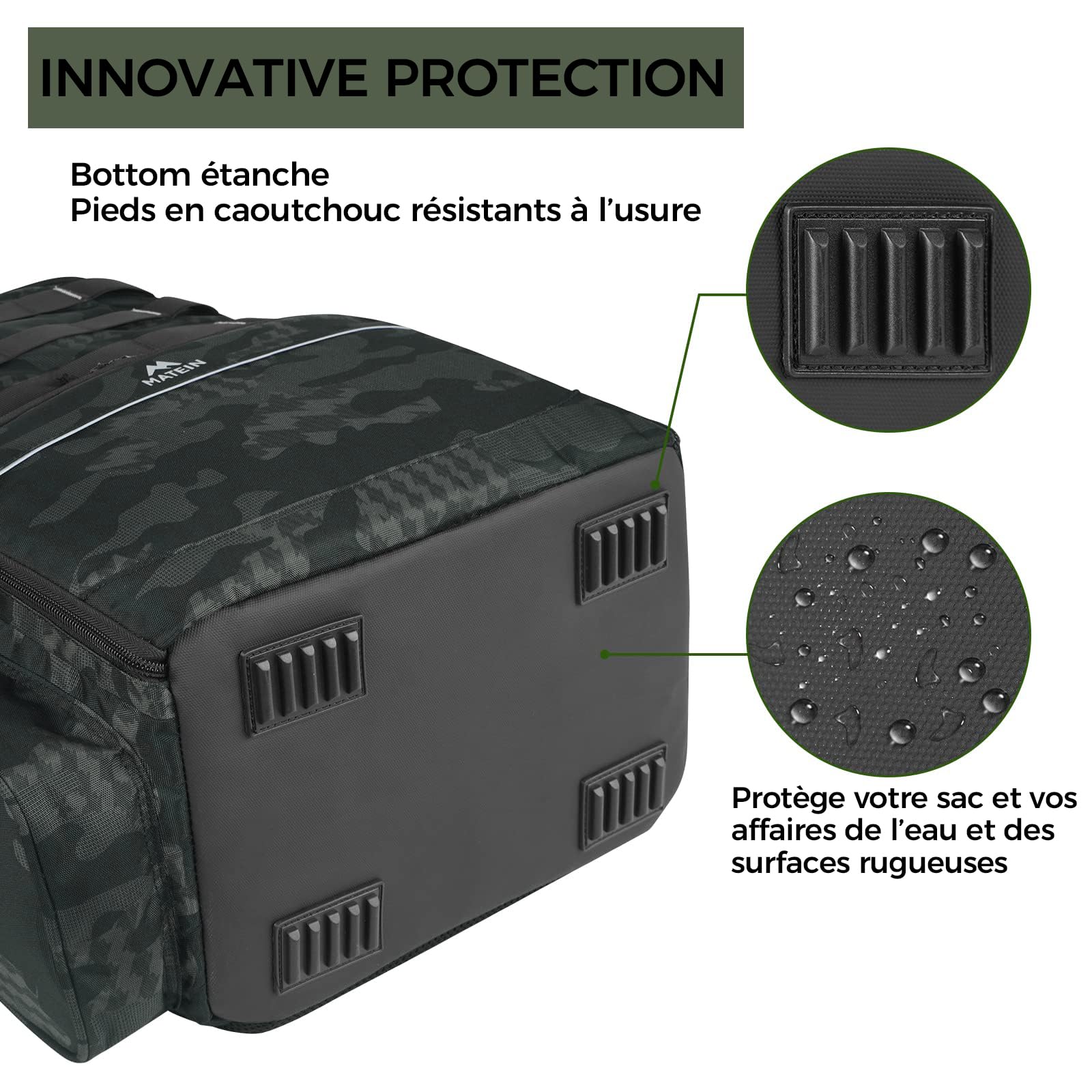 MATEIN Sac de Pêche avec Porte-Canne, Sac a Dos Peche Étanche, Camouflage