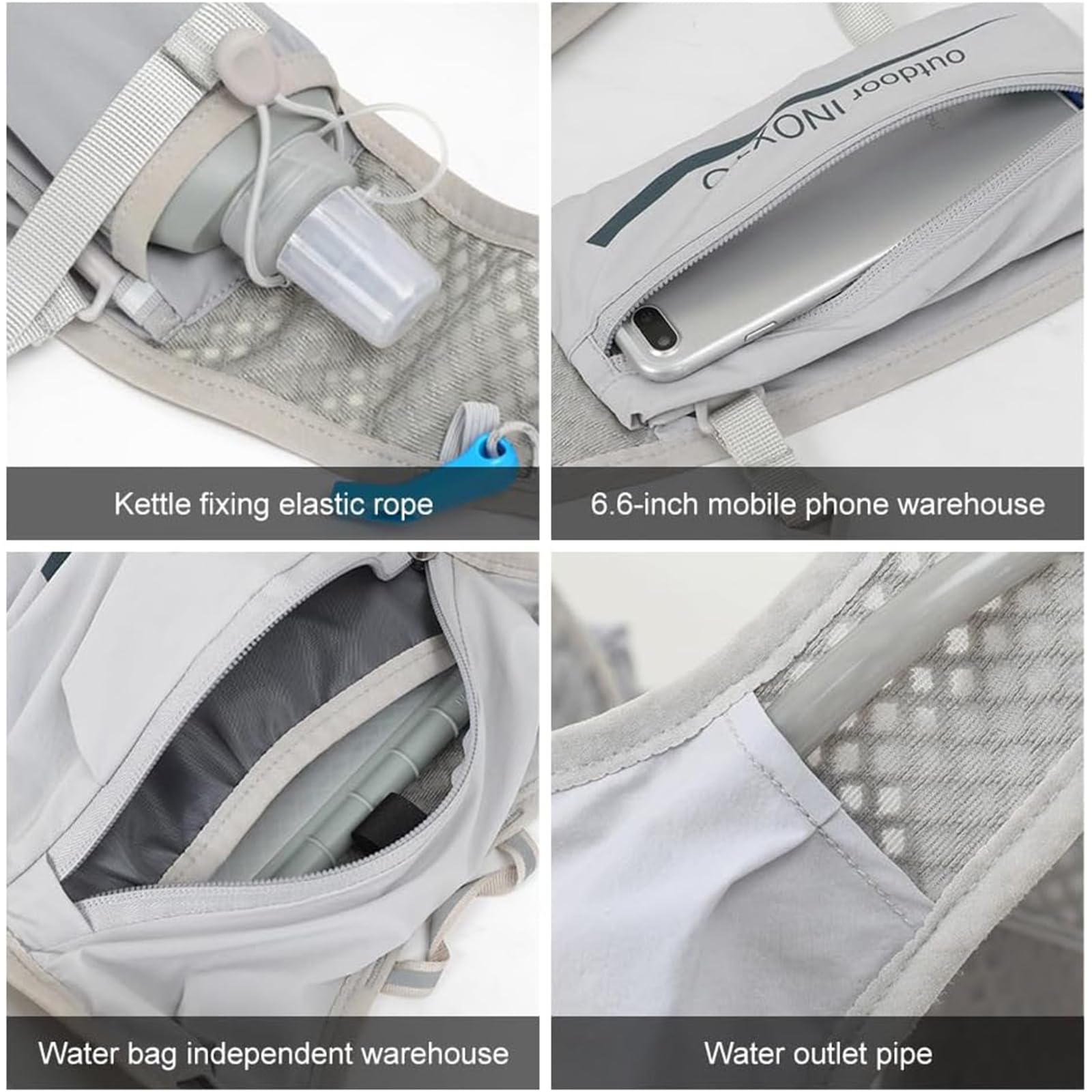 Gilet de course réglable pour homme et femme avec poche d'eau de 1,5 L – Veste d'hydratation légère, respirante et réfléchissante pour la course à pied, sac à dos isotherme avec bouteilles
