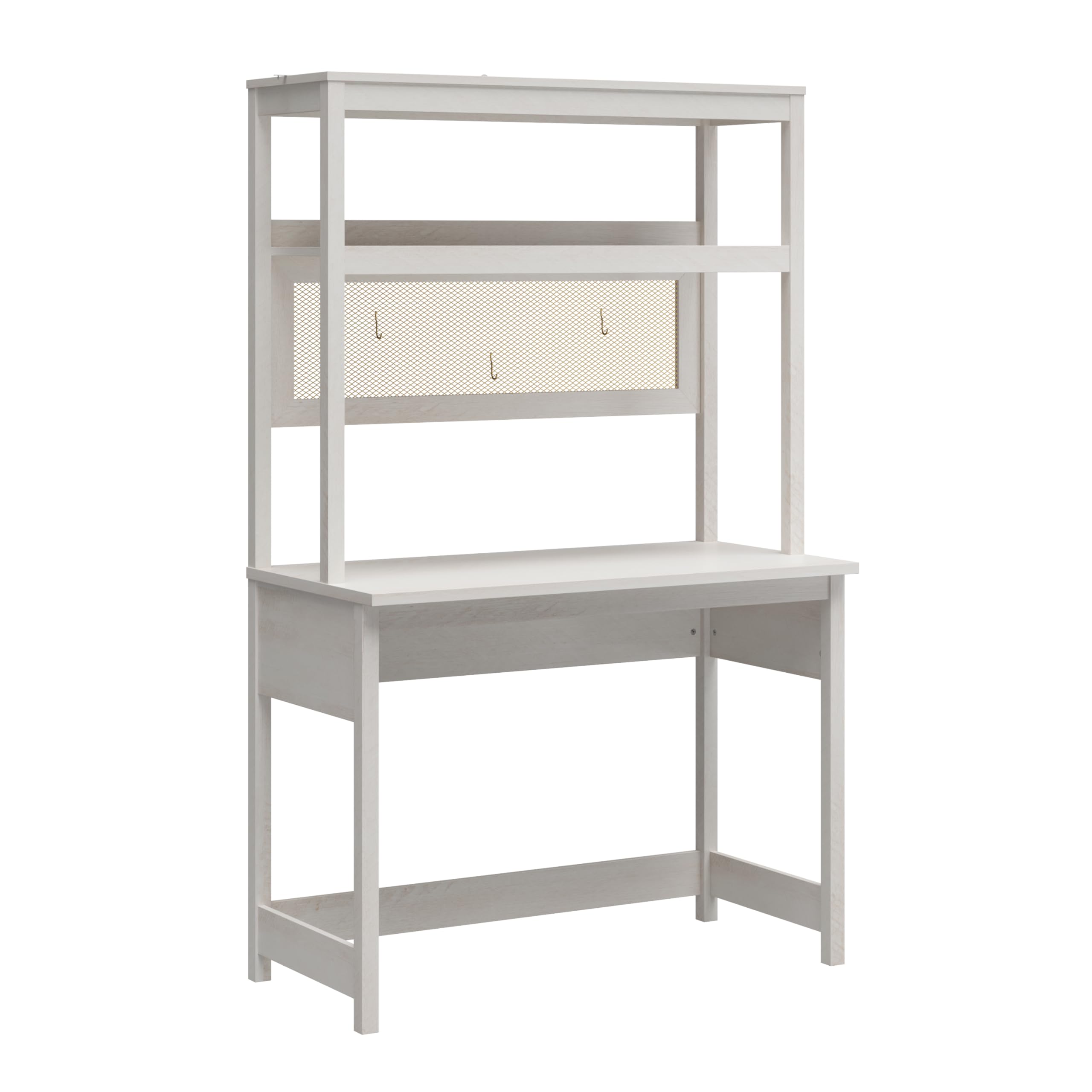 Mr. Kate Tess Standing Desktop & Workstation with Modular Storage Options, Ivory Oak