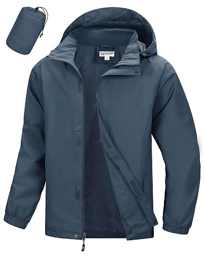 33,000ft Men's Waterproof Rain Jacket Packable Lightweight Hood Rain Shell
