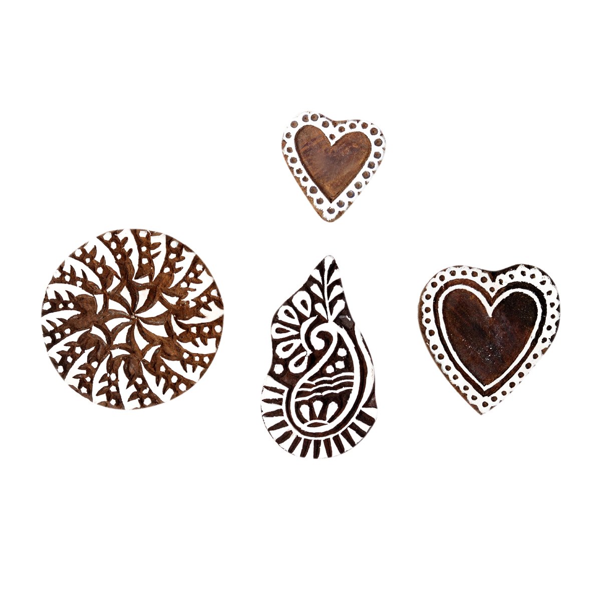 Fancy Handicraft Set of 4 .Mughal Design Wooden Printing Stamp Block