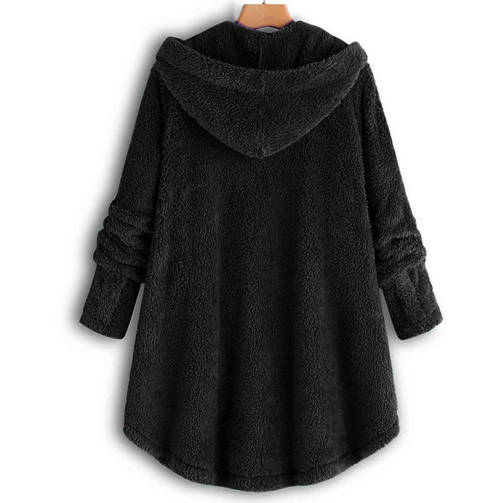 AACH Fleecejacke Damen mit Kapuze Plüschjacke Große Größen Fleecemantel Thermo Fleece Teddymantel Mode Lässig Plüschmantel Plüsch Fleece Jacke Winterjacke mit Reißverschluss Mantel