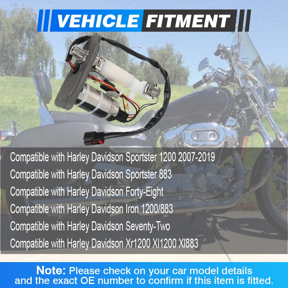 Baceyong Motorrad-Kraftstoffpumpenmodul im Tank, Benzinersatz Kompatibel mit Harley-Davidson Sportster 1200 2007–2019 75305–07A 75301–07 75304–07A