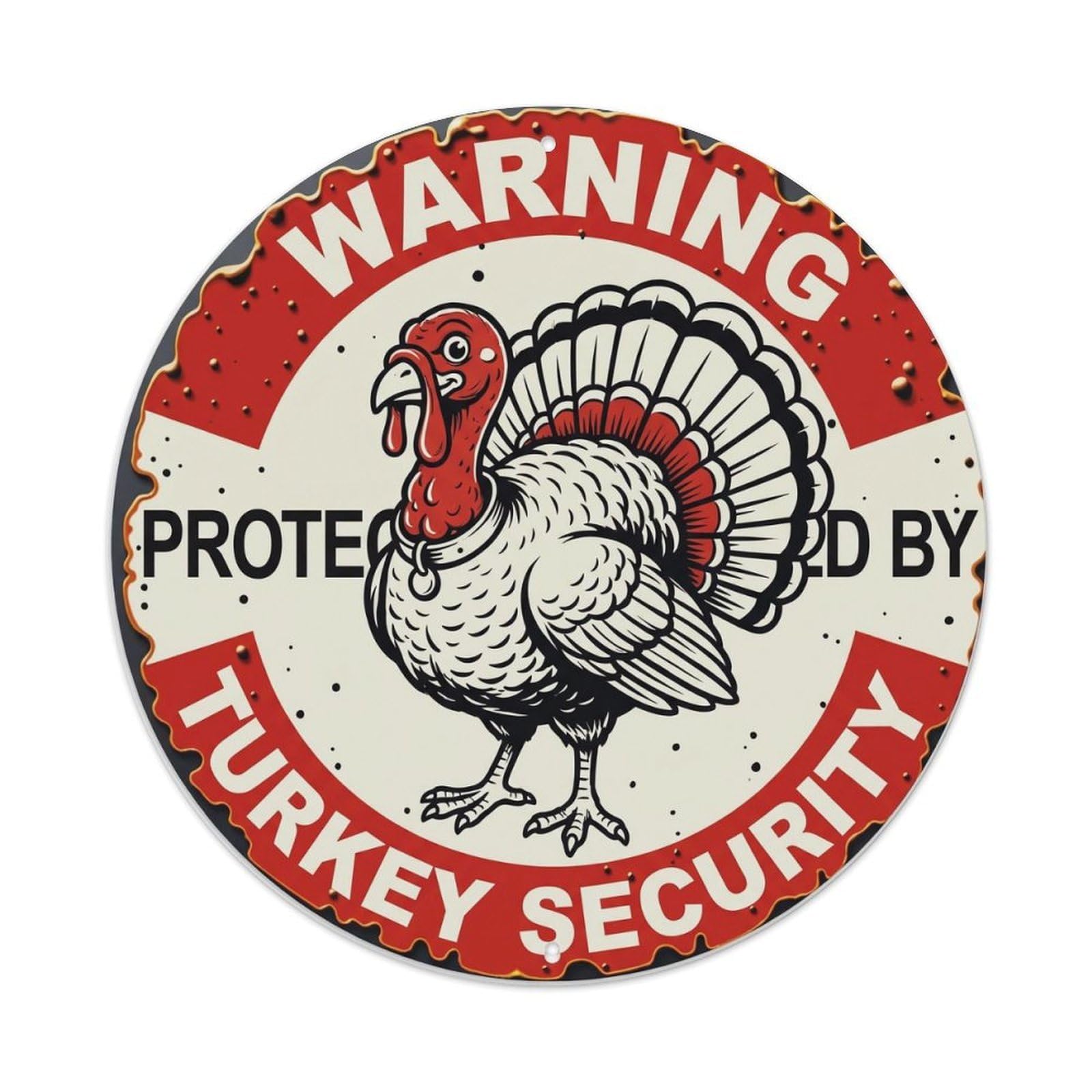 Tgrcjimh Style Metal Tin Sign Warning Protected By Turkey Security Vintage