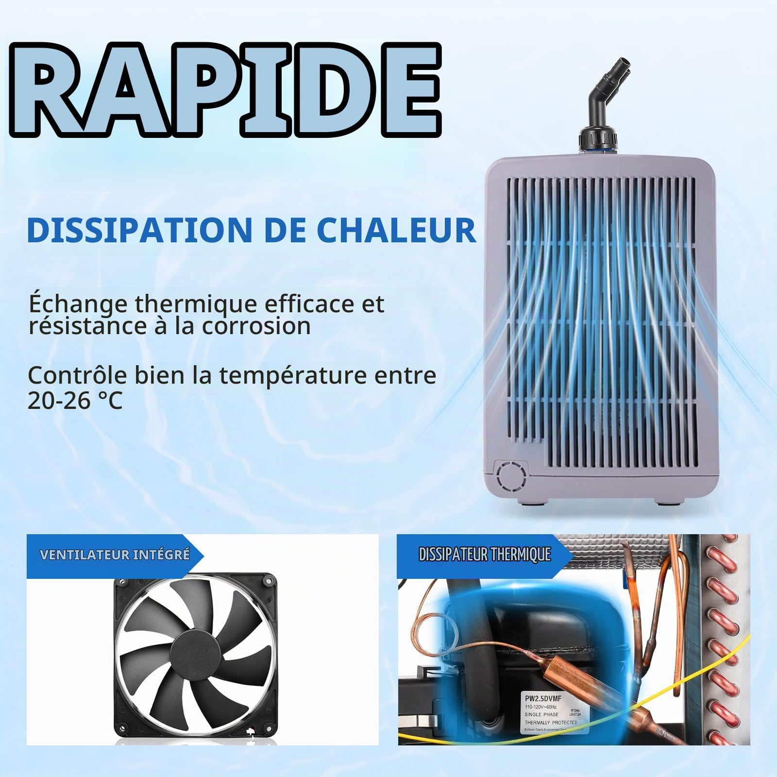 BAOSHISHAN Refroidisseur d'aquarium 160 L 220V | pour hydroponie, plantes aquatiques, méduses, crevettes, crevettes crystal