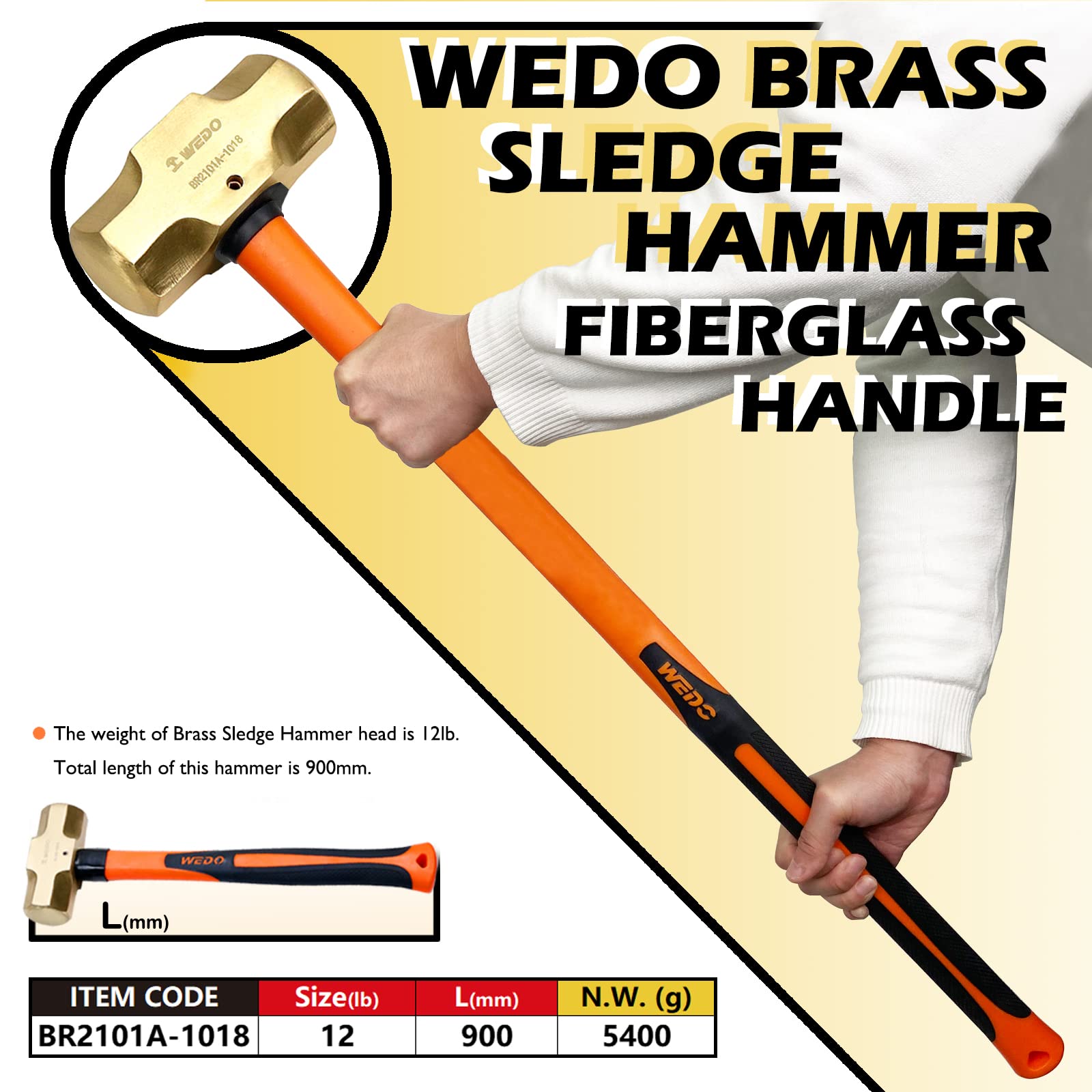 Forte Tools Maillet Avec Manche En Bois, Poids De 2000 G, Marteau Avec Manche En Bois, Outil De Qualité