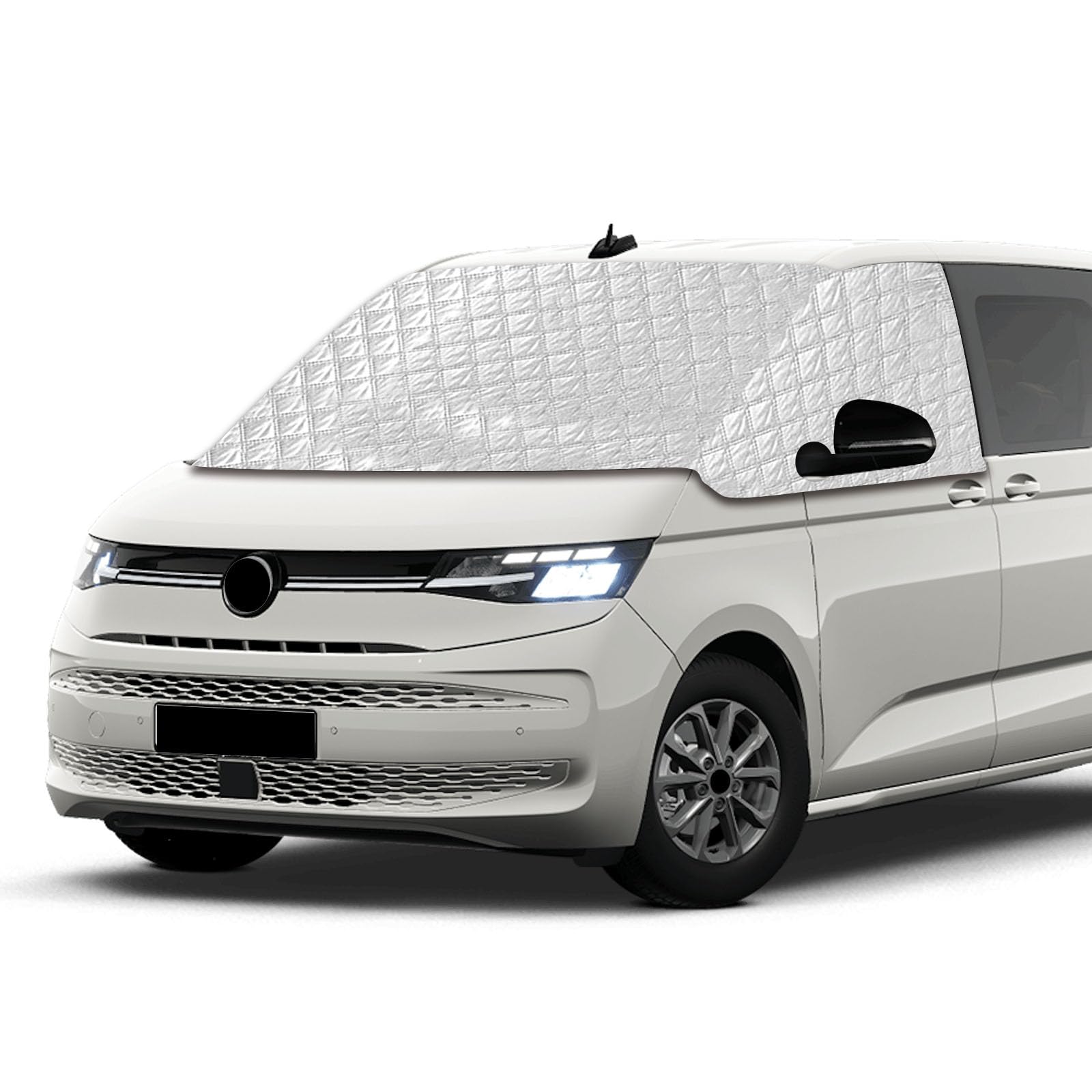 Scheibenabdeckung kompatibel mit VW T7 Multivan (ab 2021) | Nicht für "T7 NEW Transporter (2025) | 4-Jahreszeiten Sonnenschutz & Frostschutz | Hitzeschutz & EIS | Inkl. Tasche