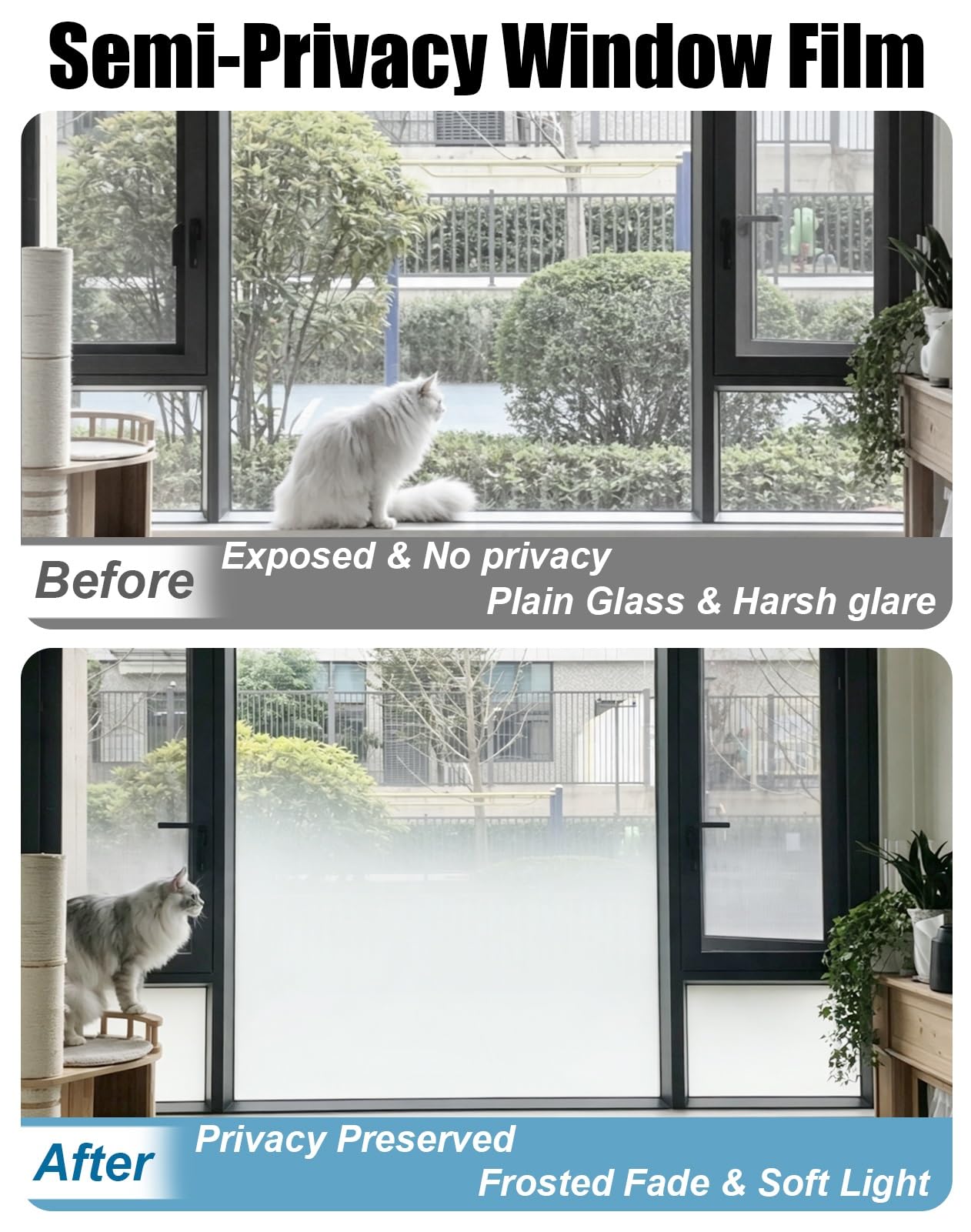 Vinilo Ventana Privacidad Lámina Adhesiva Esmerilada para Ventanas | Unidireccional Adhesivo de Privacidad con Degradado para Oficinas, Lámina Adhesiva Removible para Vidrio, 152 cm de Alto