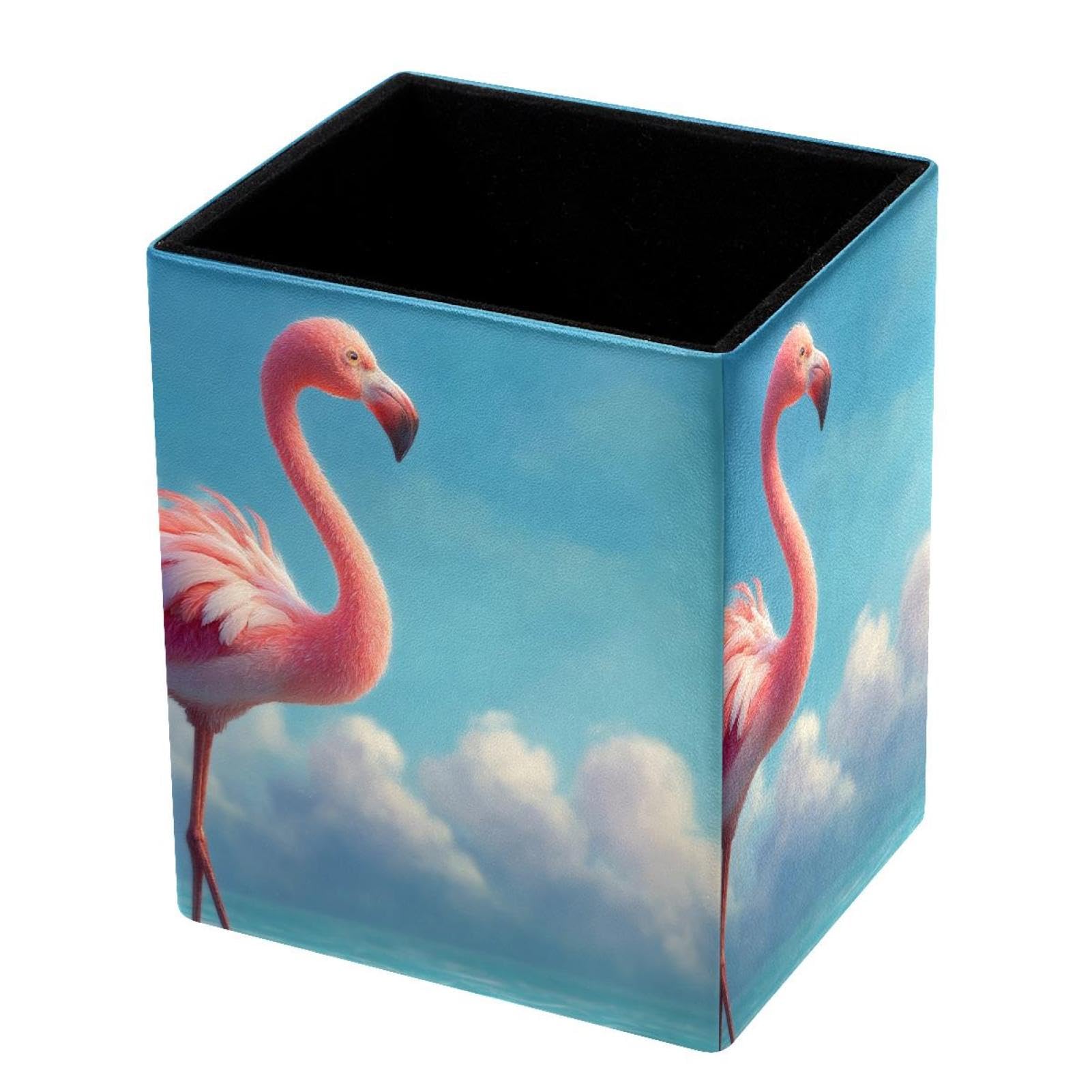 VAPOKF Pencil Holders for Desk, Flamingo Printed Pen Holders Pen Pot Makeup Brushes Storage Desktop Stationery Supplies Organiser for Home Office