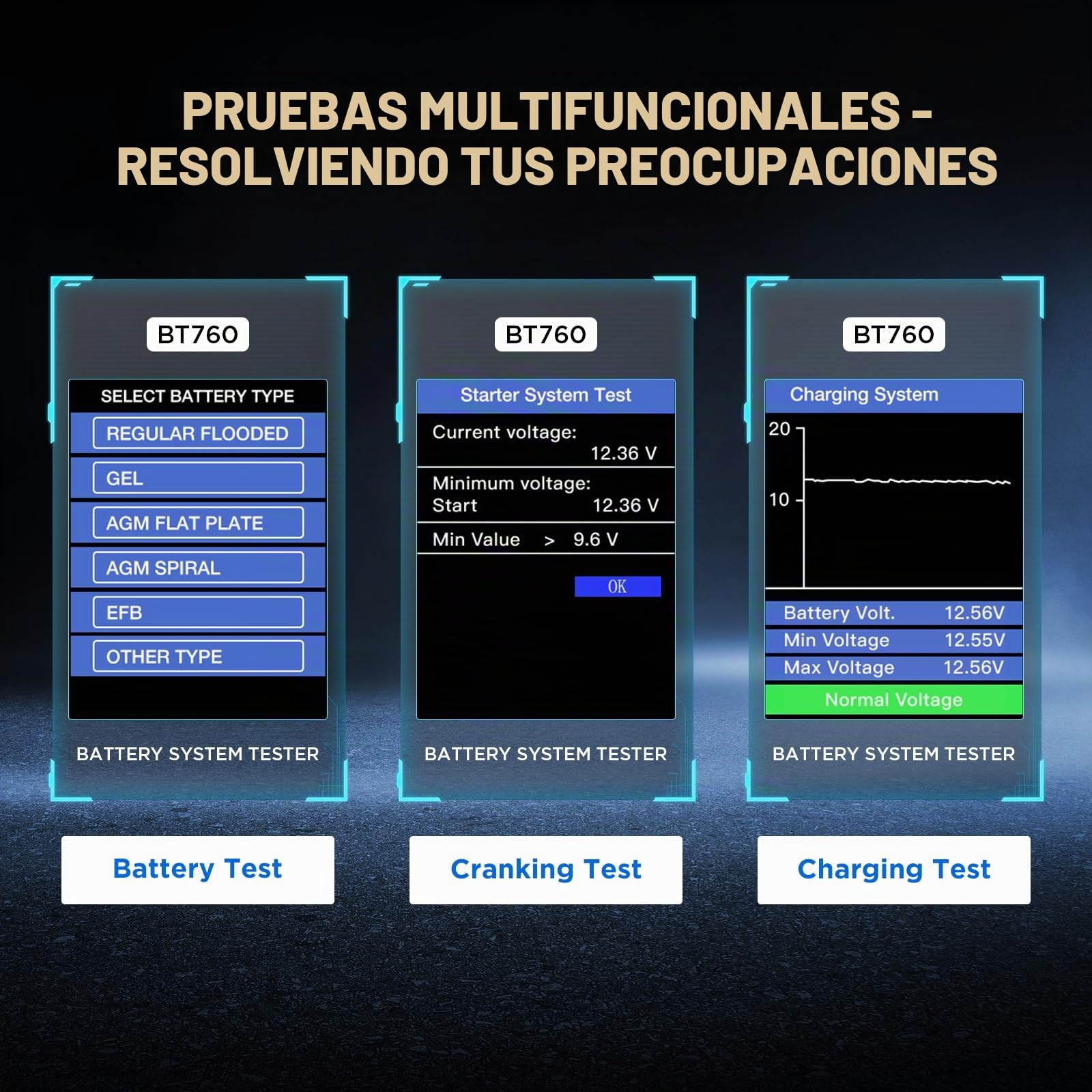 BT-760 12V / 24V Comprobador Baterias Coche, 30-1700 EN Analizador de Diagnóstico Probador Bateria con Impresora Térmica Incorporada