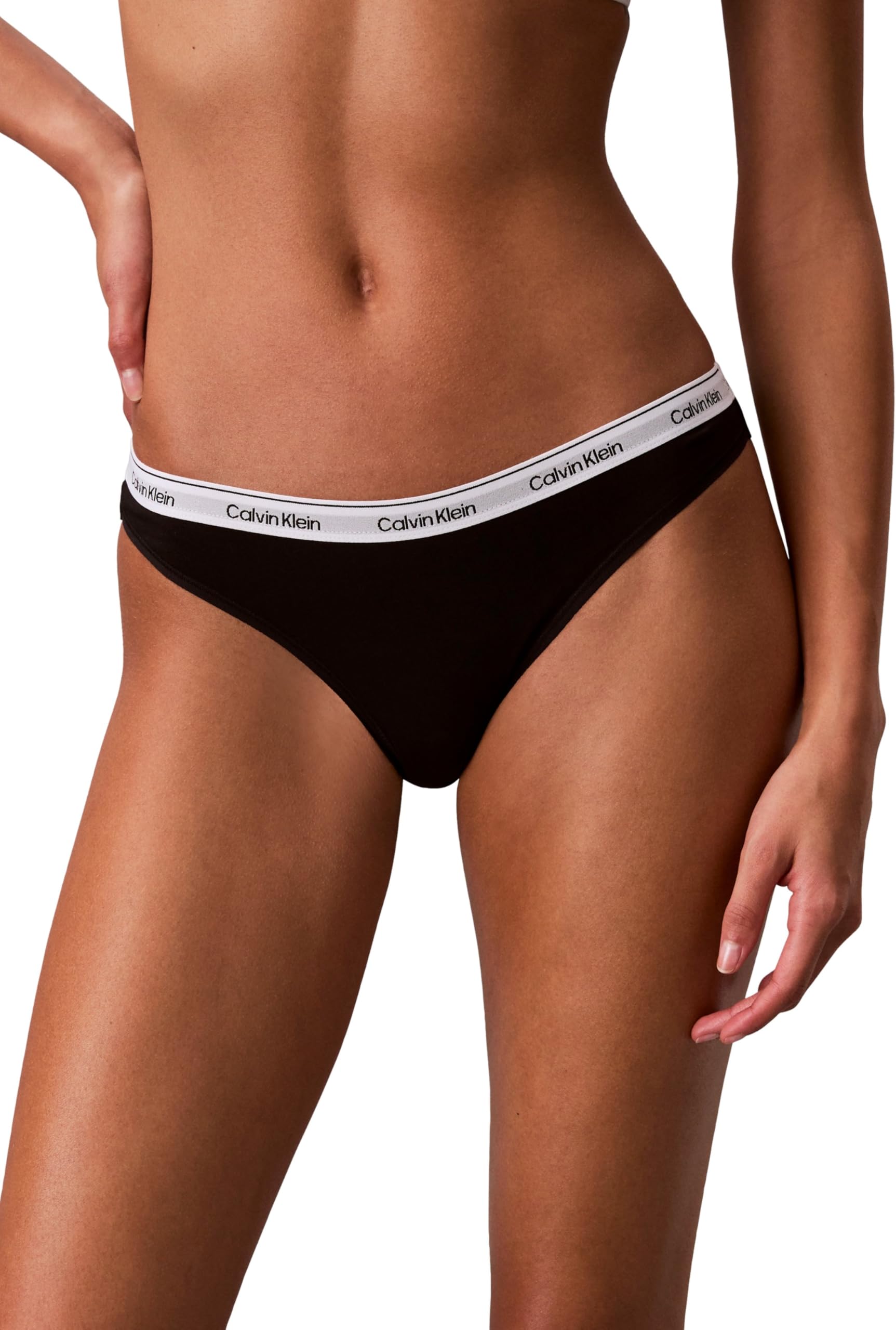 Calvin Klein Slip Femme CK, Lot de 3 caleçons élastiques Visibles, Coton Stretch Article QD5207E