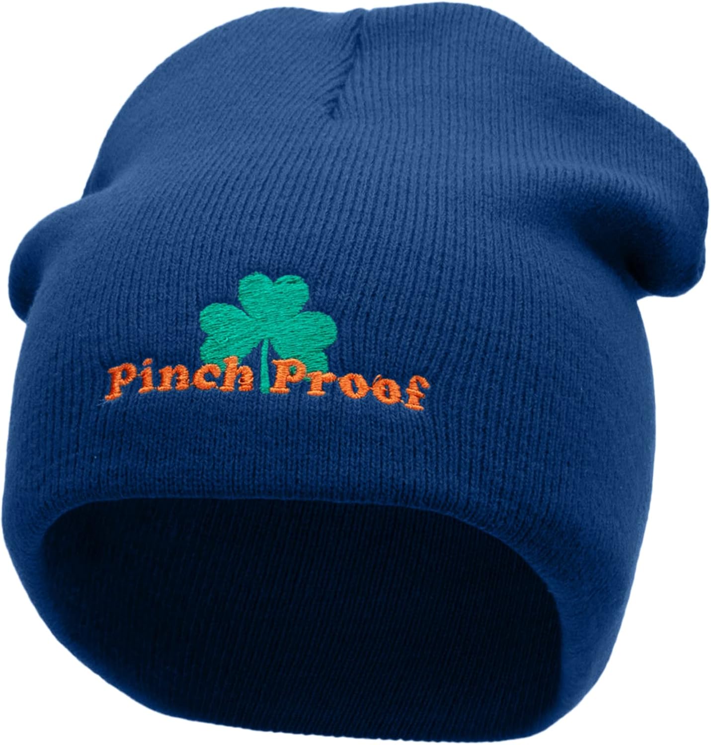 Pinch Proof Embroidered 8 Inch Short Beanie Made in USA