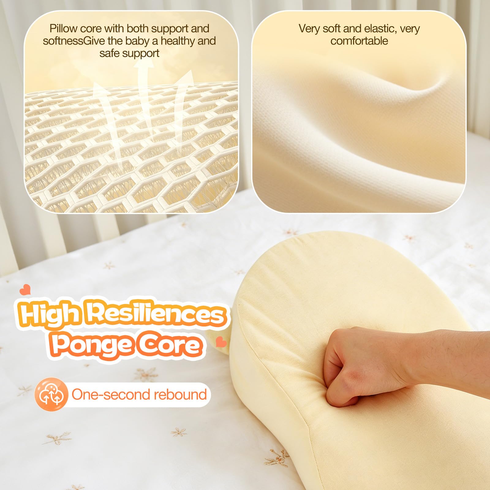 Coussin d'allaitement, housse de coussin d'allaitement anti-reflux et anti-regurgitation, coussins amovible lavable pour le biberon avec sangle réglable, pour nouveau-nés de 0 à 12 mois(Jaune)