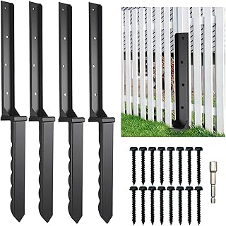 4 Pcs Fence Post Repair Kit Heavy-Duty Serrated Design Fence Post Repair Piles, specifically Designed to Repair Tilted/Broken/Wobbly Wooden Fences