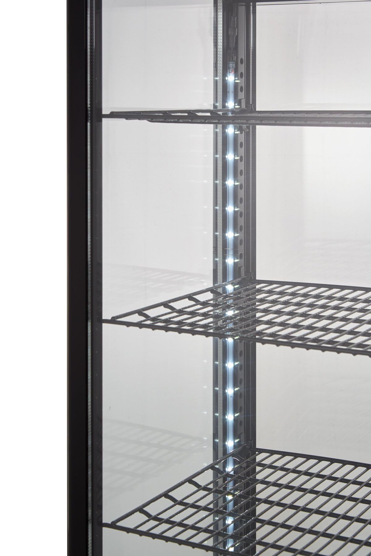 GastroHero Vetrina refrigerante da 235 litri, vetrina a buffet +2 °C e +6 °C con LED, vetrina refrigerante Gastro nero, bancone refrigerante con porta in vetro e convezione, chiudibile a chiave