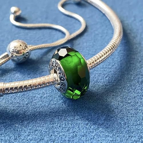 Miniatura 6 de 2 dijes de cristal de Murano para pulseras Pandora, dijes de plata de ley 925 para pulseras, dijes de Navidad verde y rojo, muñeco de nieve de