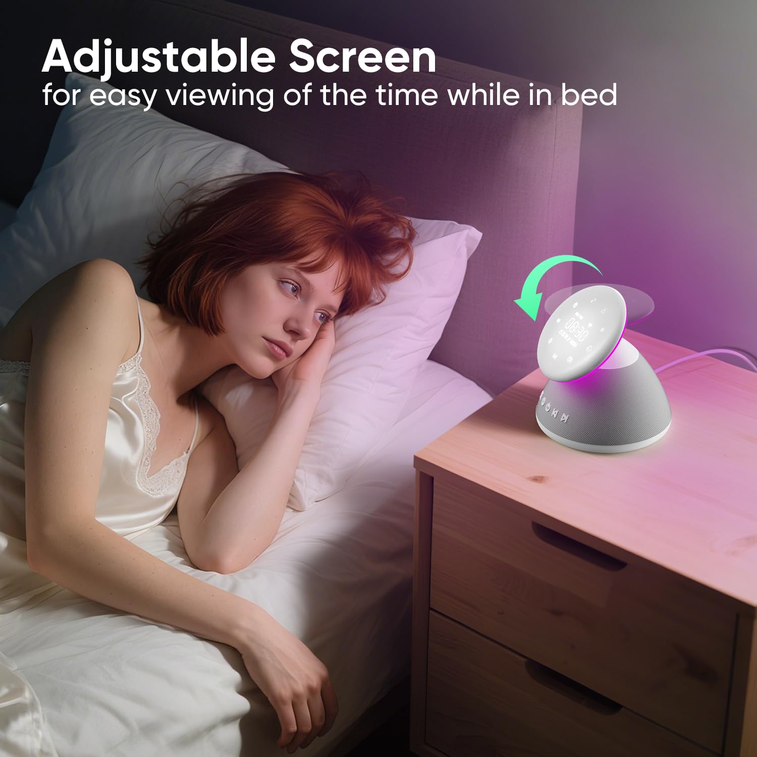 Machine à bruit blanc pour dormir, 50 sons apaisants sans boucle, veilleuse 7 couleurs avec luminosité réglable, minuterie et réveil, contrôle à écran tactile pour bébés, enfants, adultes, maison et