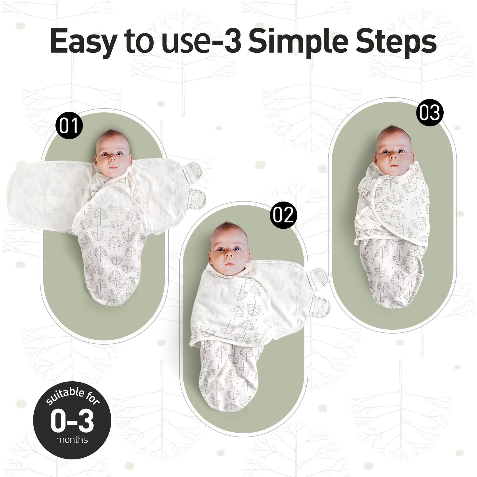 GLLQUEN BABY Swaddles - Sacco nanna per neonati, 0-3 mesi, 100% cotone biologico per bambini, Oeko-tex100, unisex, blu, S | Morbido sacco nanna per neonati, con chiusura in regolabile, unisex (lettera primaverile)