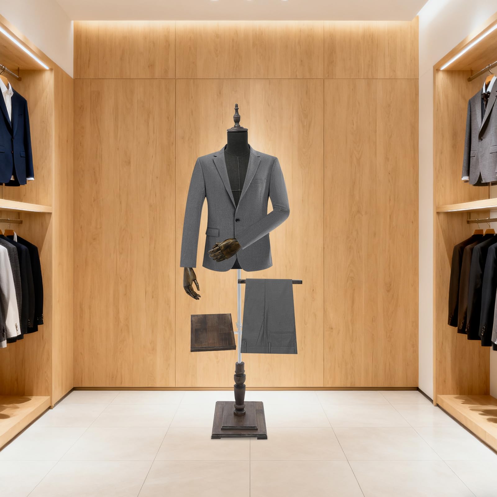 Manichino sartoriale da uomo, moda da uomo, supporto per pantaloni, base stabile, regolabile in altezza, pratico supporto per scarpe, merchandising visivo per boutique di abbigliamento e negozi di