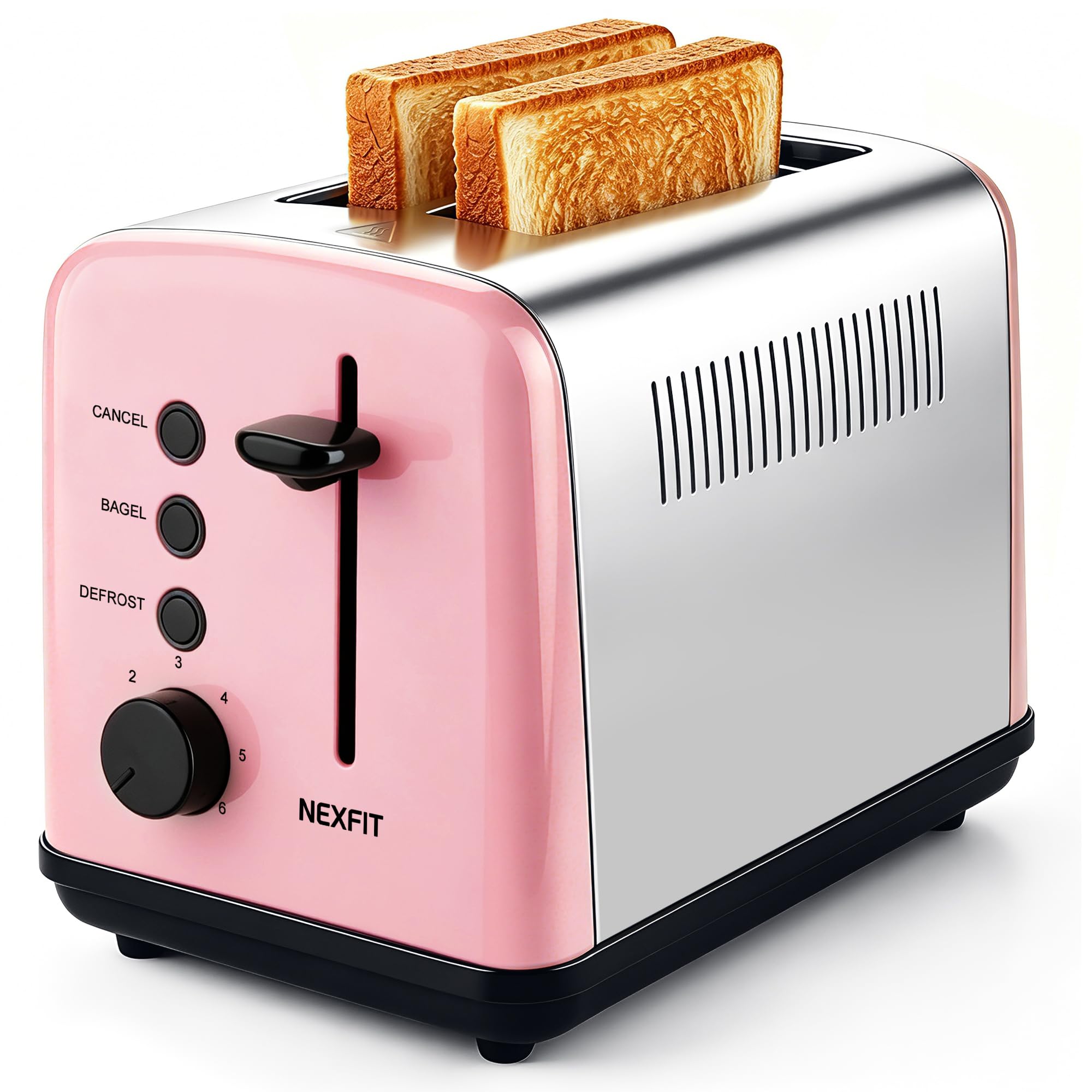 Photo 1 of NEXFIT 2-Slice Stainless Steel Toaster, Pink