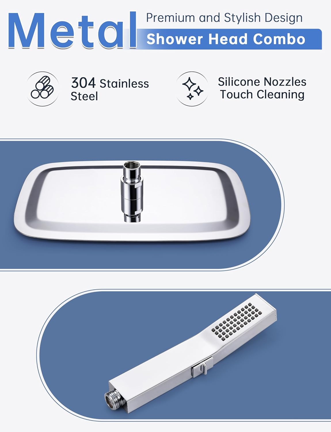 All Metal 12 Inch Rain Shower Head with Handheld Built-in Power Wash Mode, Body Spray Jets with Handheld Spray Combo, 71 Inch Long Hose, 14 Inch Extension Arm, 3-Way Diverter (Chrome)