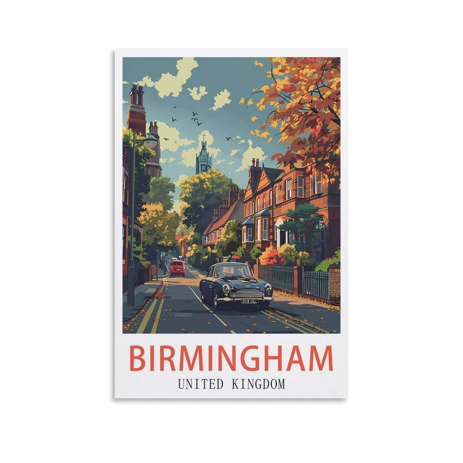 LNUYITR Birmingham United Kingdom Vintage Travel Poster 08x12inch(20x30cm) Canvas Art Posters And Wall Art Picture Prints Modern Home Bedroom Decor Posters