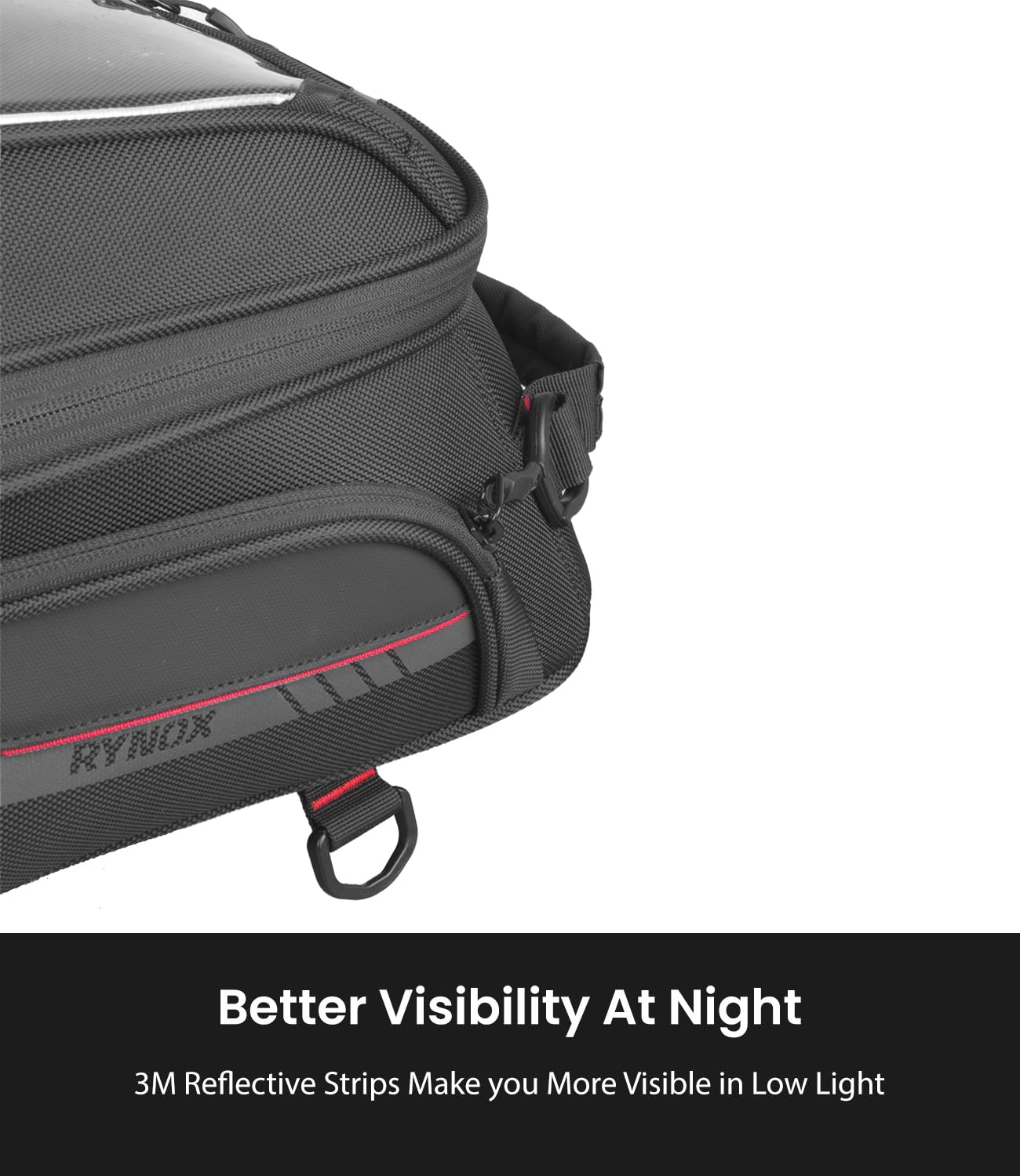 Rynox Optimus 3 Tank Bag 10L| Durable Polyester Fabric | Genuine 3M Retro- Reflective Trims | Genuine YKK Plastic Fittings - Black, 10 LTR - Image 8 thumbnail