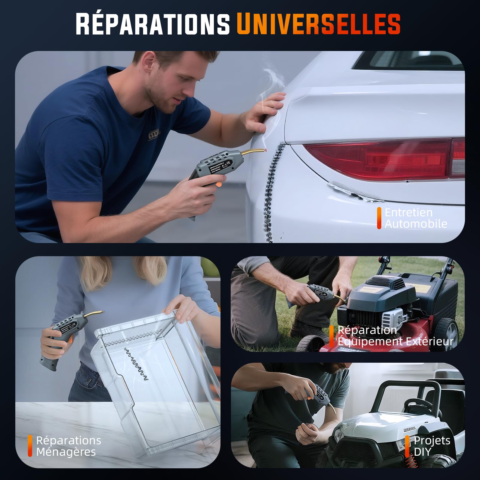 Katerk Soudage Plastique Machine, Fer a Souder Plastique avec 400PCS Agrafeuse Chaud, Bâtons Soudage & Outil de Truelle, Kit Reparation Plastiques pour Réparer un Auto/Moto Pare-Chocs