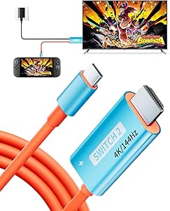 Switch 2 TV Dock Docking Station for Nintendo 2/Switch 1,Portable 2025 New Models Adapter Support 4K/144HZ TV Dock Mode, (Blue and Red)