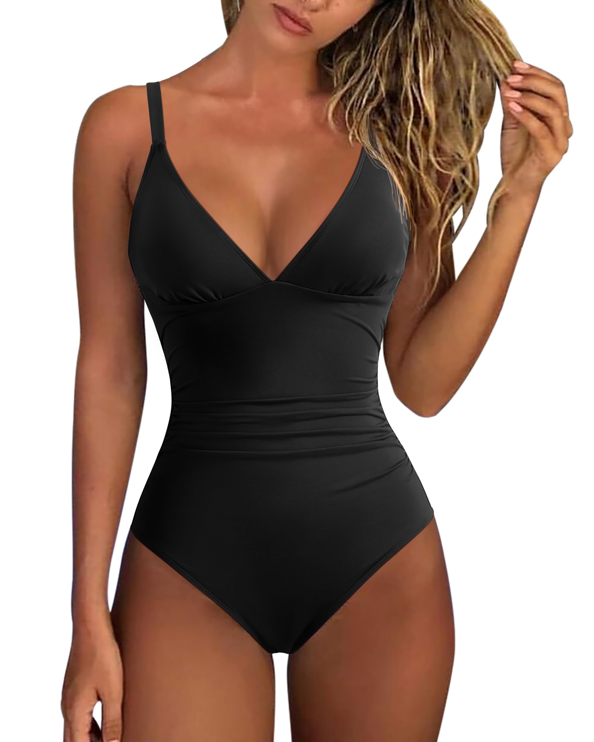 rxrxcoco Swimsuit for Women Tummy Control Deep V Neck One Piece Swimsuit Criss Cross Back Swimsuit-picture-42