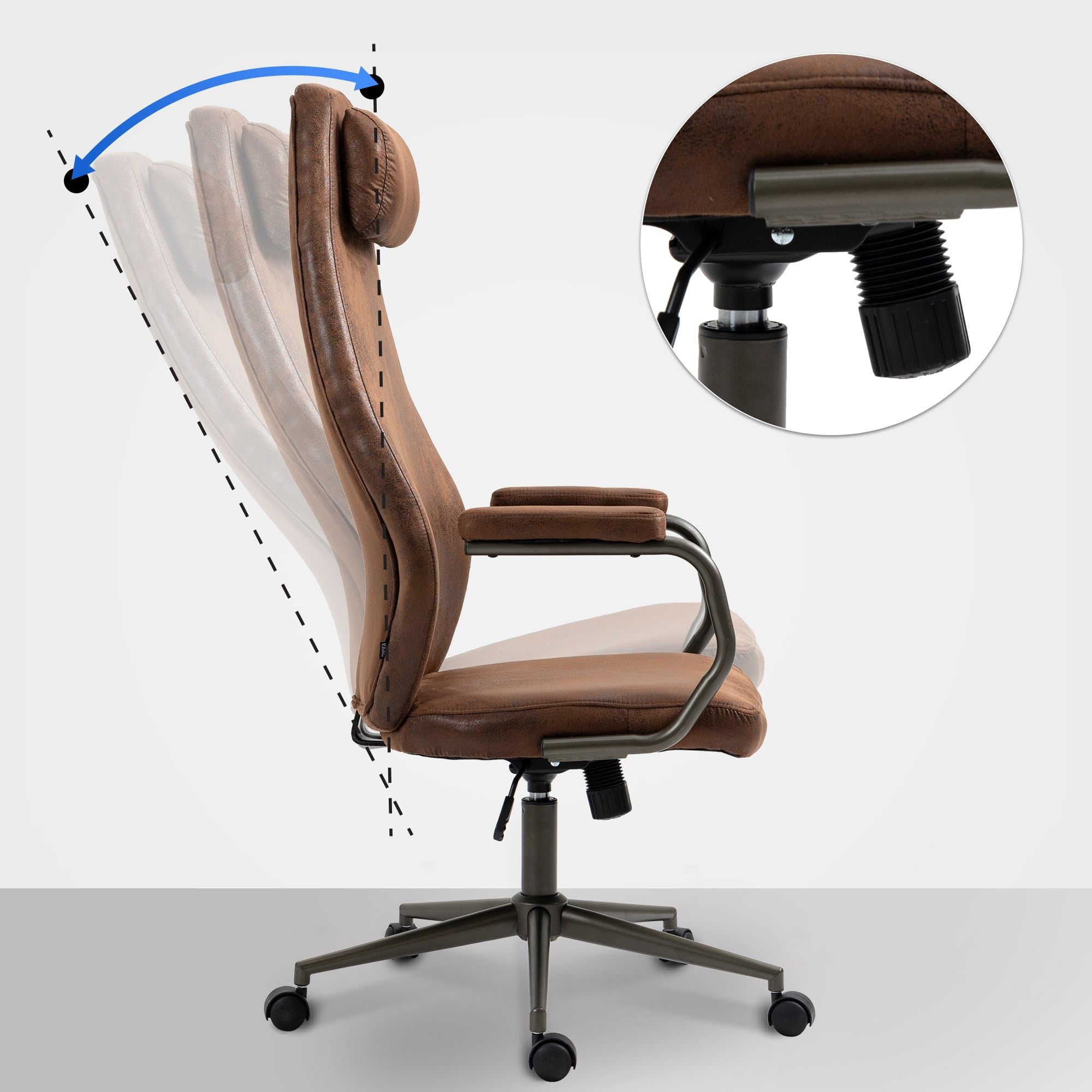 CLP Sedia Da Ufficio Pocatello Industrial Loft Antique Style I Sedia Girevole Per Computer Con Funzione Dondolo Colore:cognac